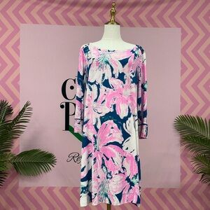 Lilly Pulitzer Pink and Blue Floral Long Sleeve Dress